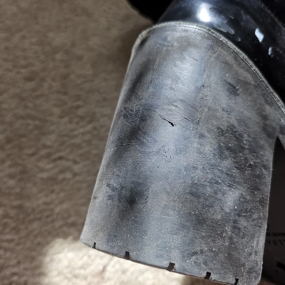 AllSaints Casey Black Leather Lace-Up Buckle Block Heel Ankle Boots SZ 40 - Picture 9 of 9